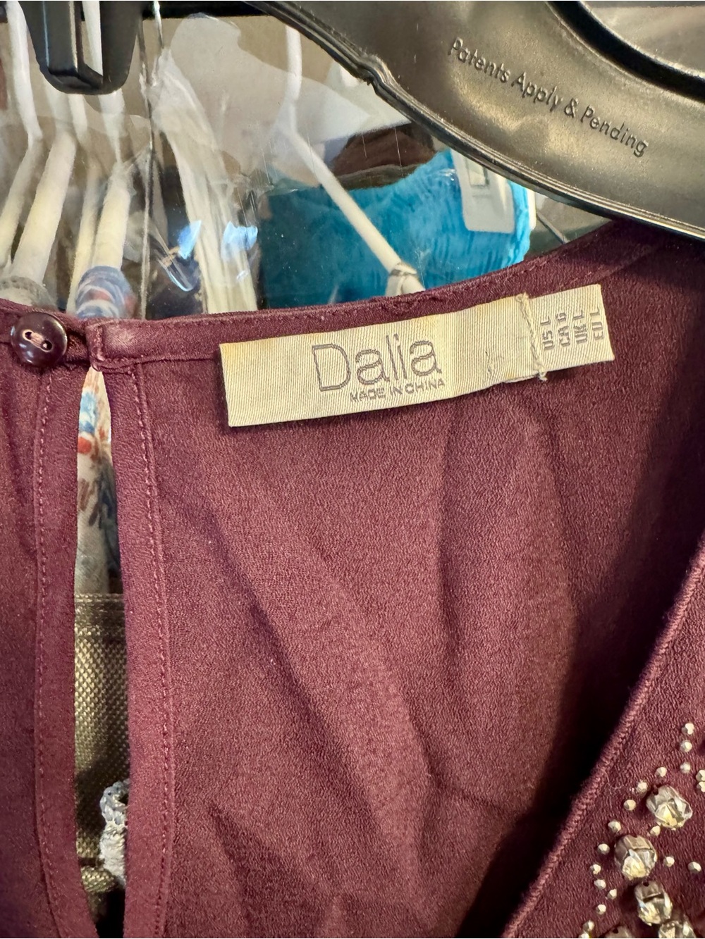 Dalia Women's Sleeveless V-Neck Top with Crystal Embellishment - Plum - Picture 3 of 5